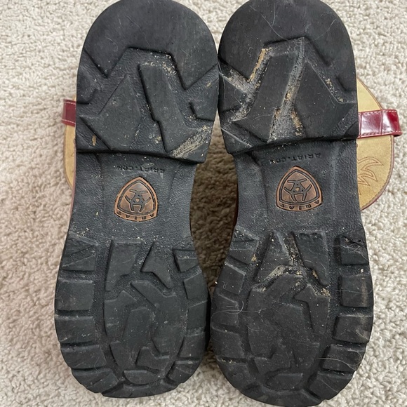 Women's ARIAT Red MOC CROC Beige Suede FAT BABY Western COWGIRL Cowboy BOOTS - Picture 7 of 7